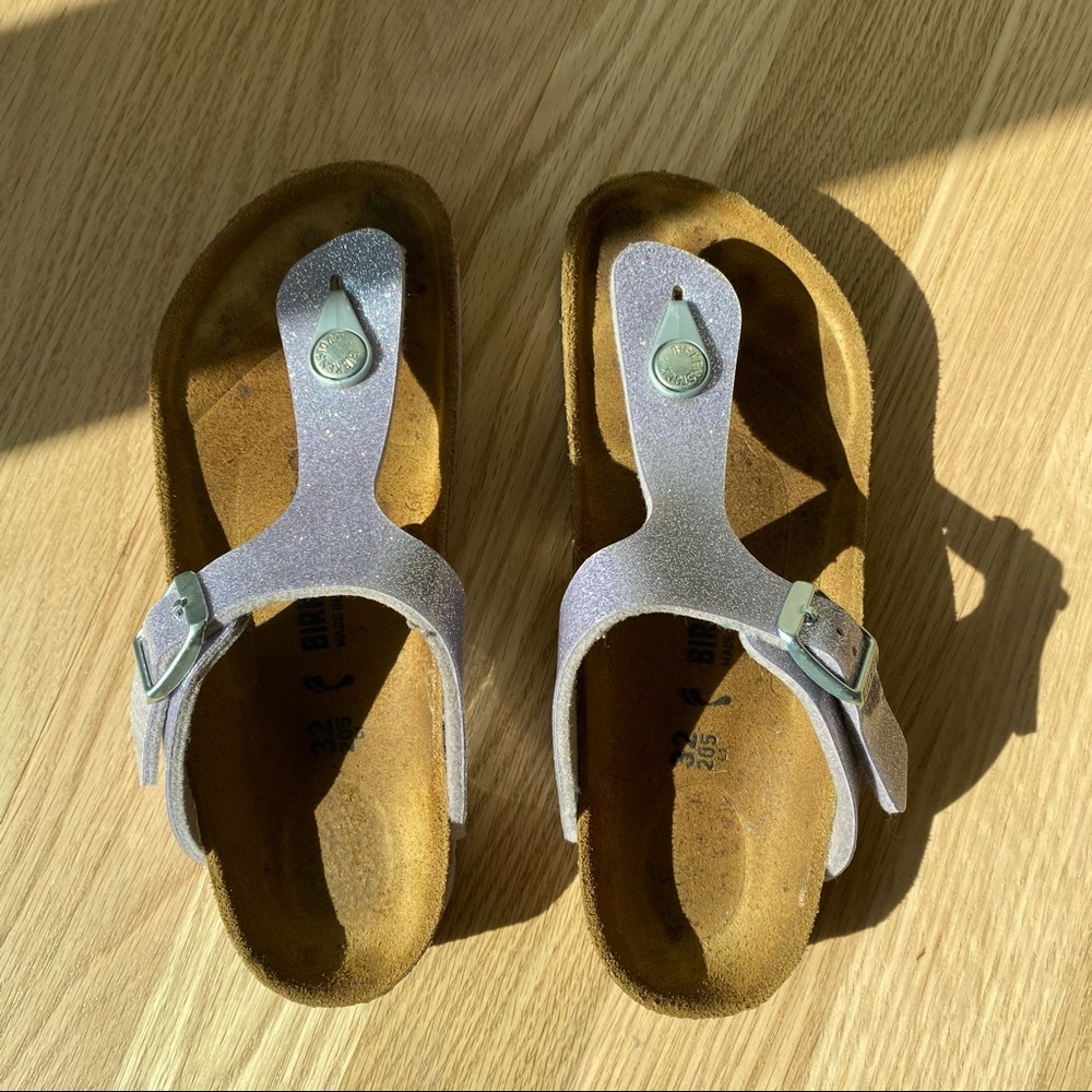 Little Girl Sparkling Purple Birkenstock Sandals